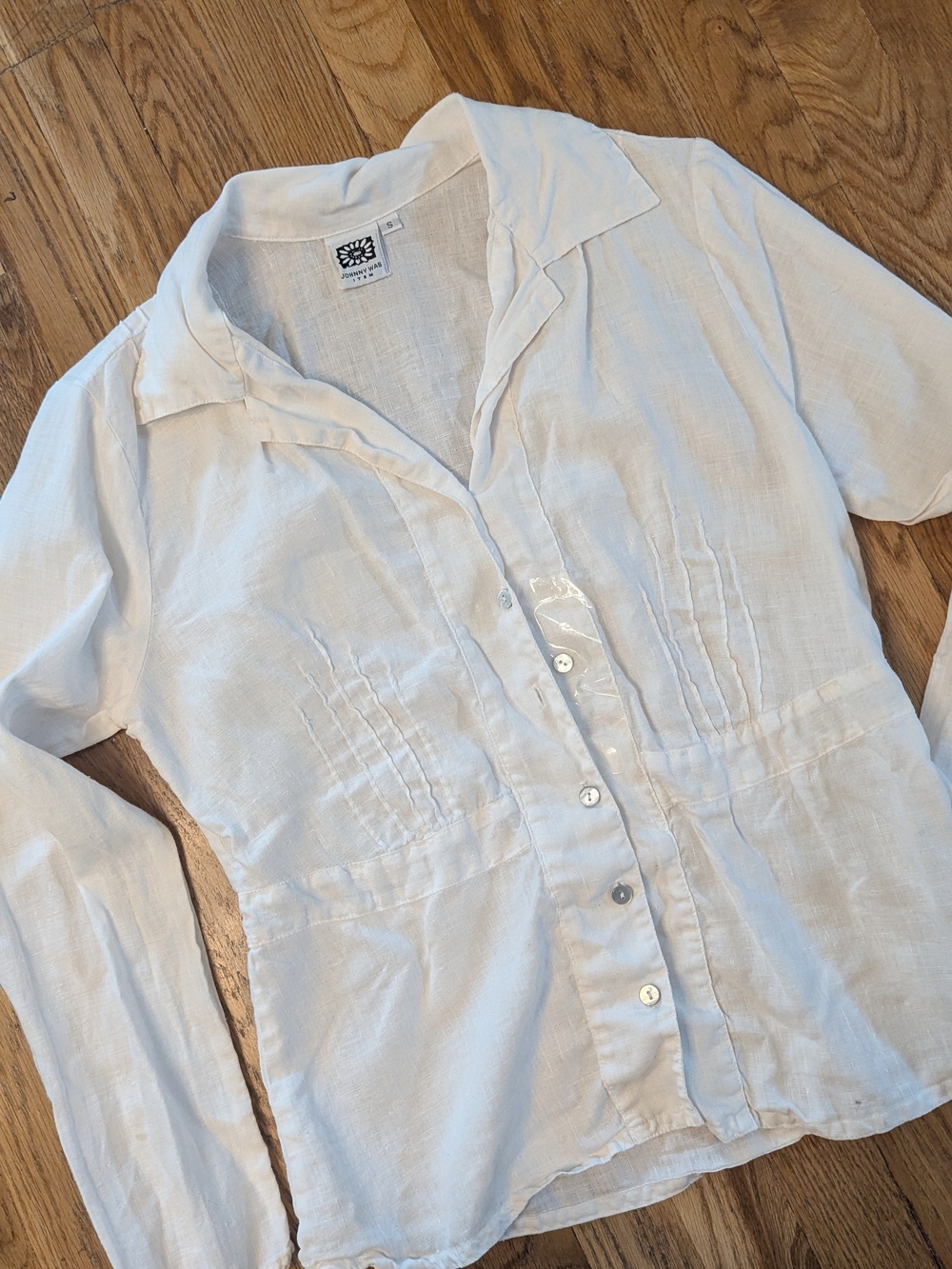 Johnny Was White Linen Button-Down Women's Shirt